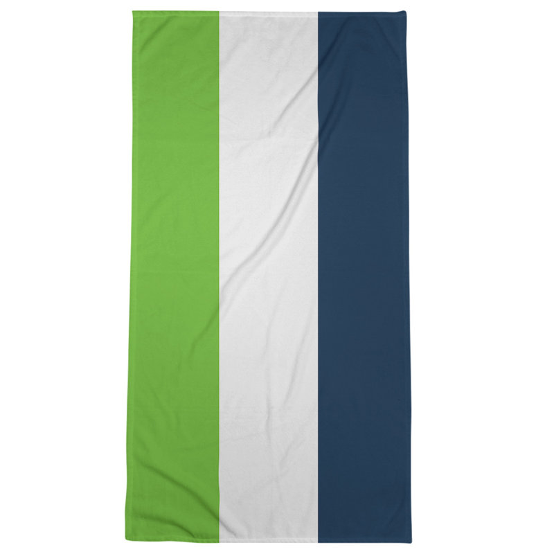 Cotton Blend Beach Towel, Ivory/Light Green/Blue