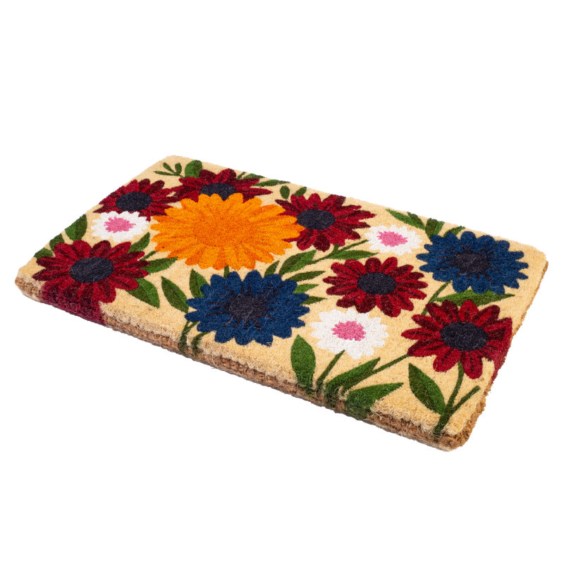 Paillasson Xoel, 18" x 60" - Non-Slip, Wild Flowers - Gray