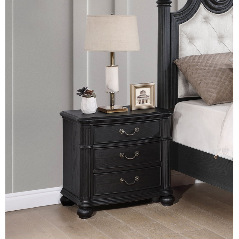 Celina 3-Drawer Nightstand Black
