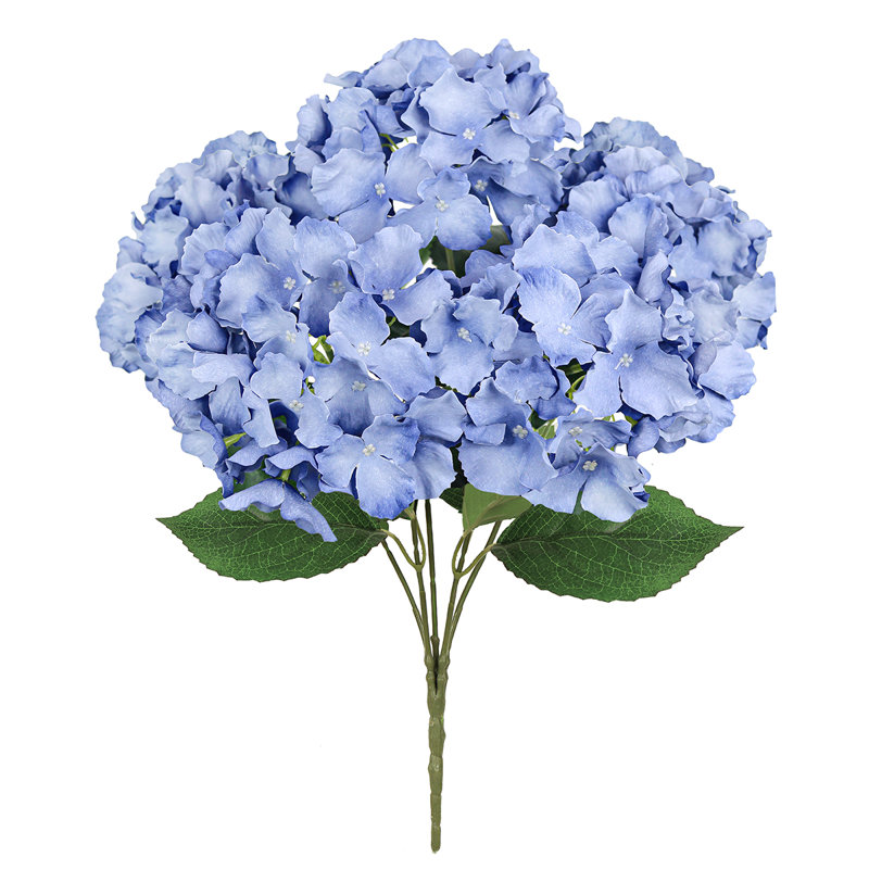 Bouquet de tiges de fleurs d'hortensia artificielles, Bleu cendré