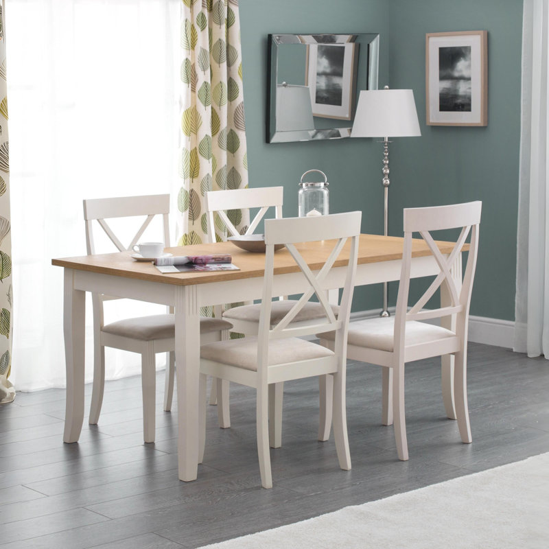 Conklin Solid Wood Base Dining Table, Ivory