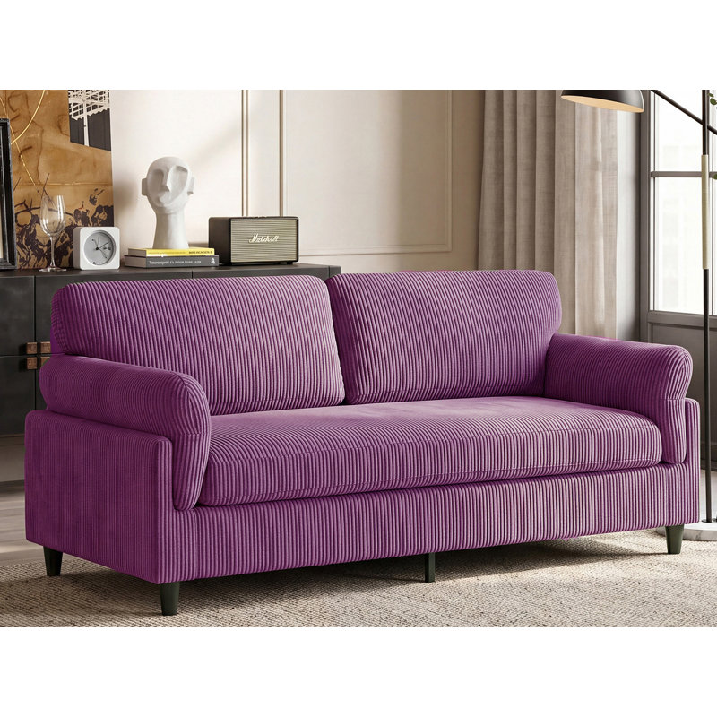 Canapé rembourré en velours côtelé 82,6 po, Mauve