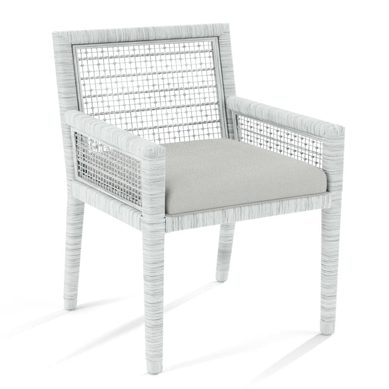 Pine Isle Arm Chair, Frost White, Gray Sugar Performance; 0863-84
