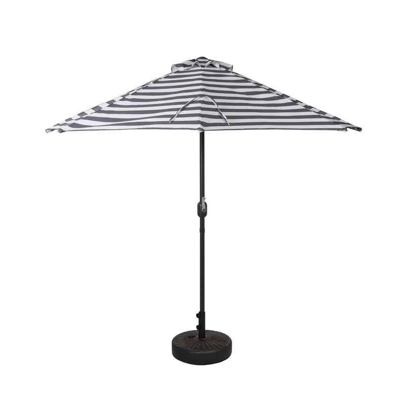 Parasol de marché 9 pi Nicholls, Gris, blanc / rayé