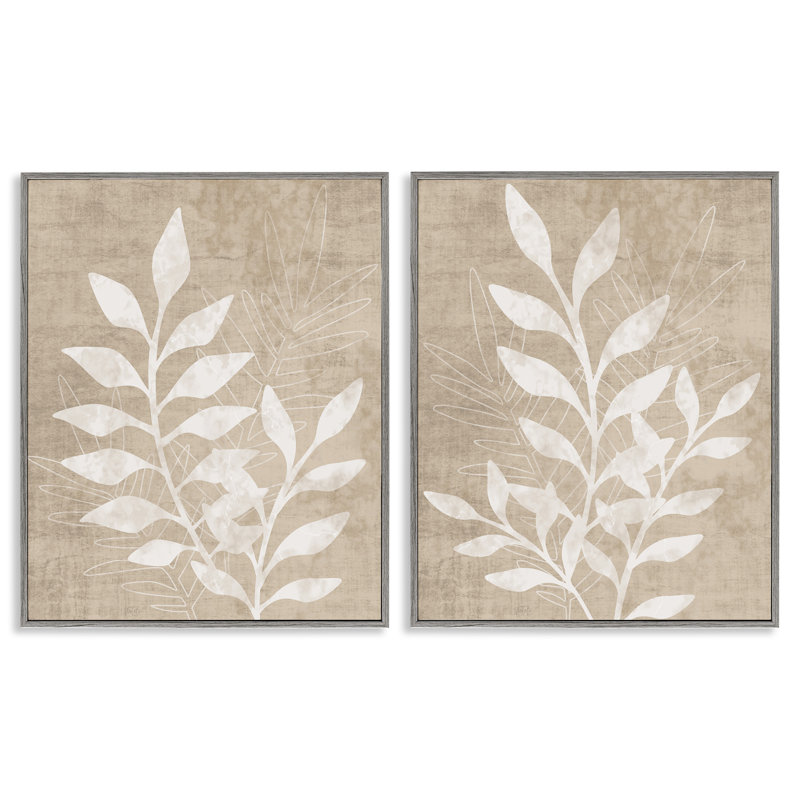 «Boho Botanical Leaf Silhouette», ensemble de 2 giclées encadrées par Natalie Carpentieri, H 14 po x l 11 po