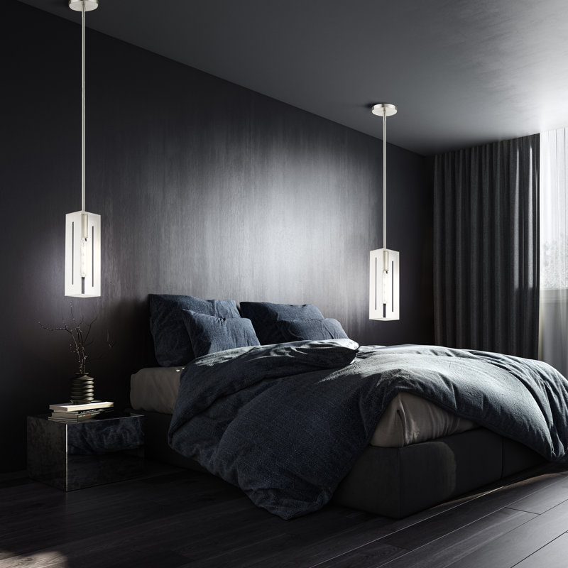 Luminaire suspendu simple à 1 lumière Columbus, Nickel brossé
