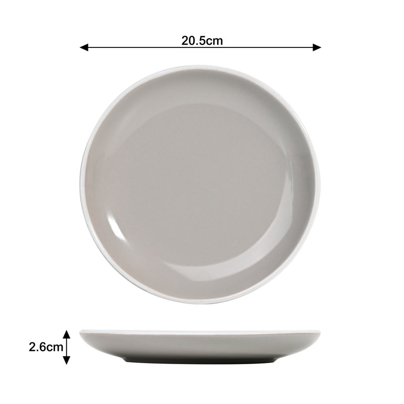 Waterside 12pc 2 Tone Grey & White Rim Stoneware Dinner Set