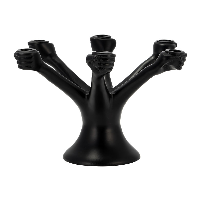 Metal, 13"D, Hands Holding Taper Candelabra, Black