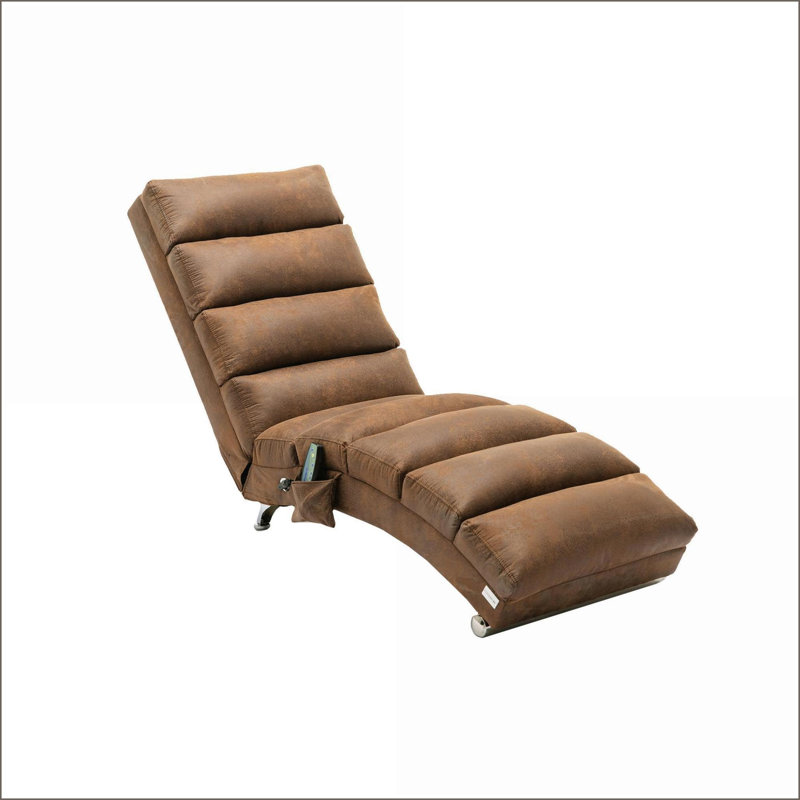 Chaise longue, fauteuil de massage électrique ergonomique en lin avec 5 modes Télécommande | Noyer brun, Brun
