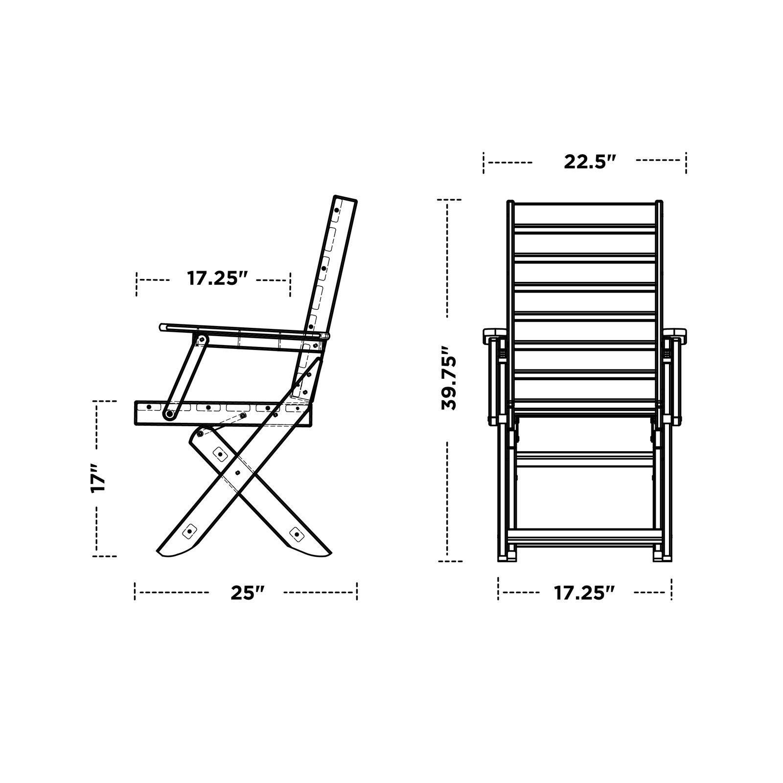 POLYWOOD® Captain Foldable Patio Armchair, Hunter Green
