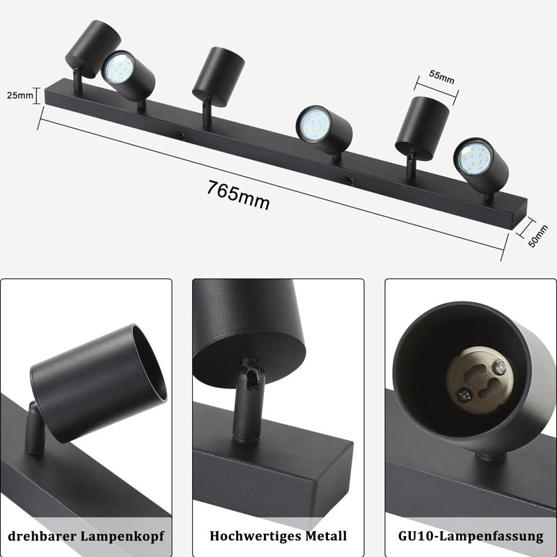 Ottaviana 76.5cm 6 - Light Track Kit, Black