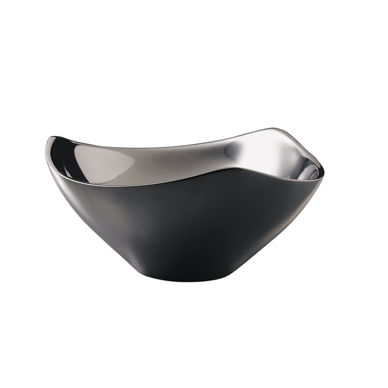 Silver Mid-Century Modern Metal Serving Bowl, 3 Quarts