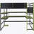 Full Size Wood Loft Bed With Desk,Side Storage Rack,Multi-Storage Shelves And RGB Light,Green-315414057-315414058