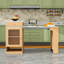Îlot de cuisine avec table de salle à manger extensible, 2 tiroirs, prise de courant et tablettes latérales ouvertes-806042807