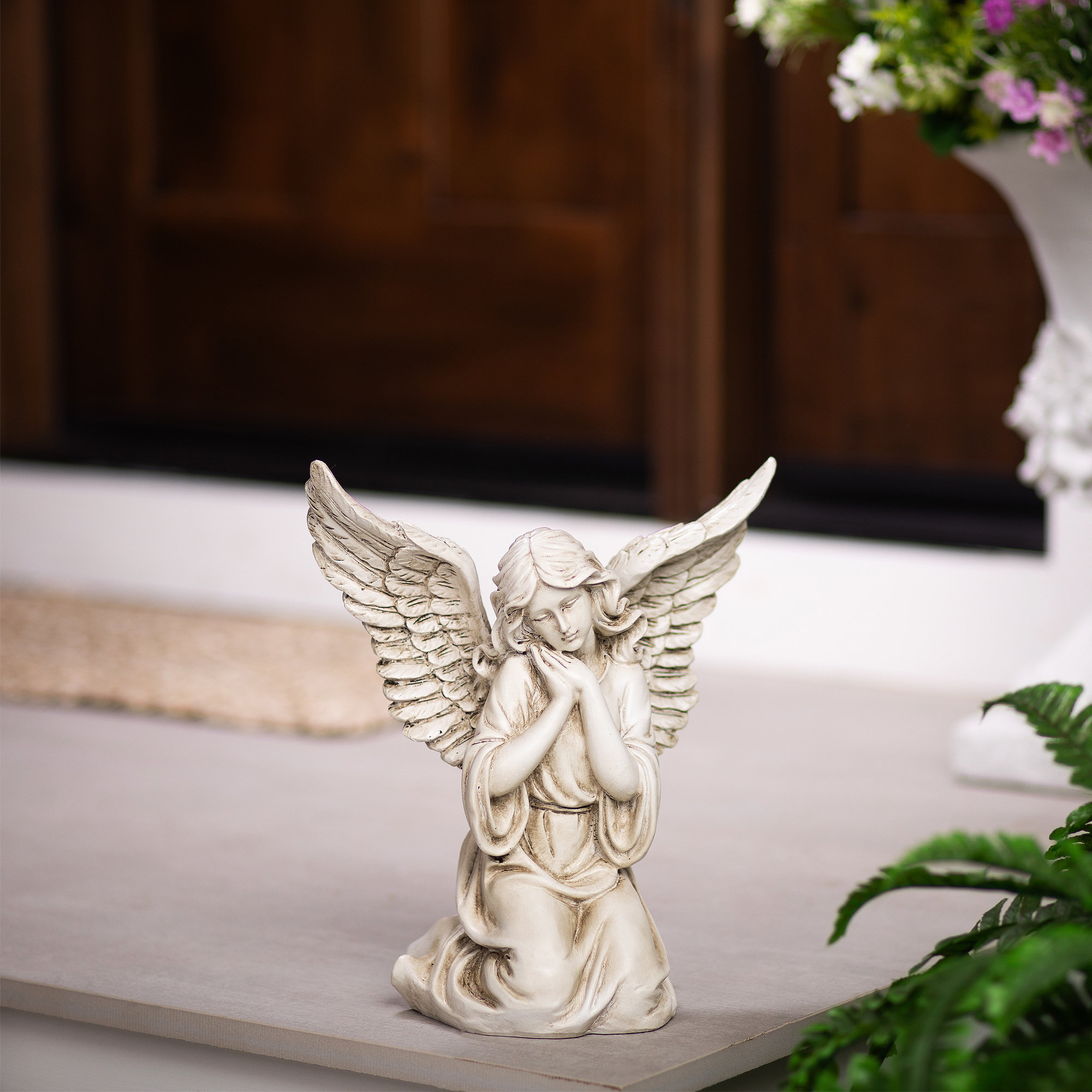 Northlight Seasonal Kneeling Angel With Open Wings Statue - 13 ...