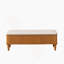 Banc de rangement avec repose-pieds en bois d'hévéa massif de 50,8 pouces avec siège en lin, banc de rangement pour chambre à coucher, range-chaussures pour chambre à coucher, salon, vestibule, placard, naturel-1810120047