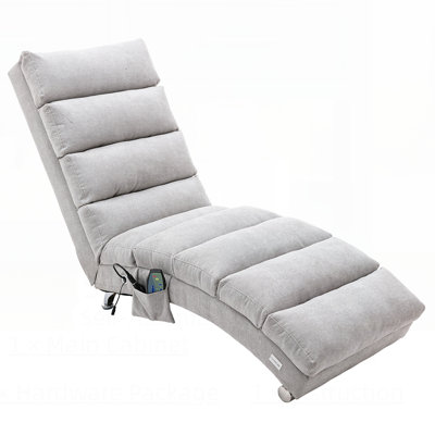 Linen Massage Chaise Lounge with Remote Control, Ergonomic Electric Long Lounger for Relaxation and Comfort in Any Room