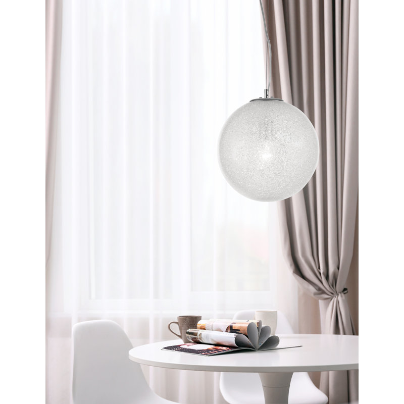 Frozen 1 - Light Chrome Sphere Pendant, 30cm H x 30cm W x 30cm D