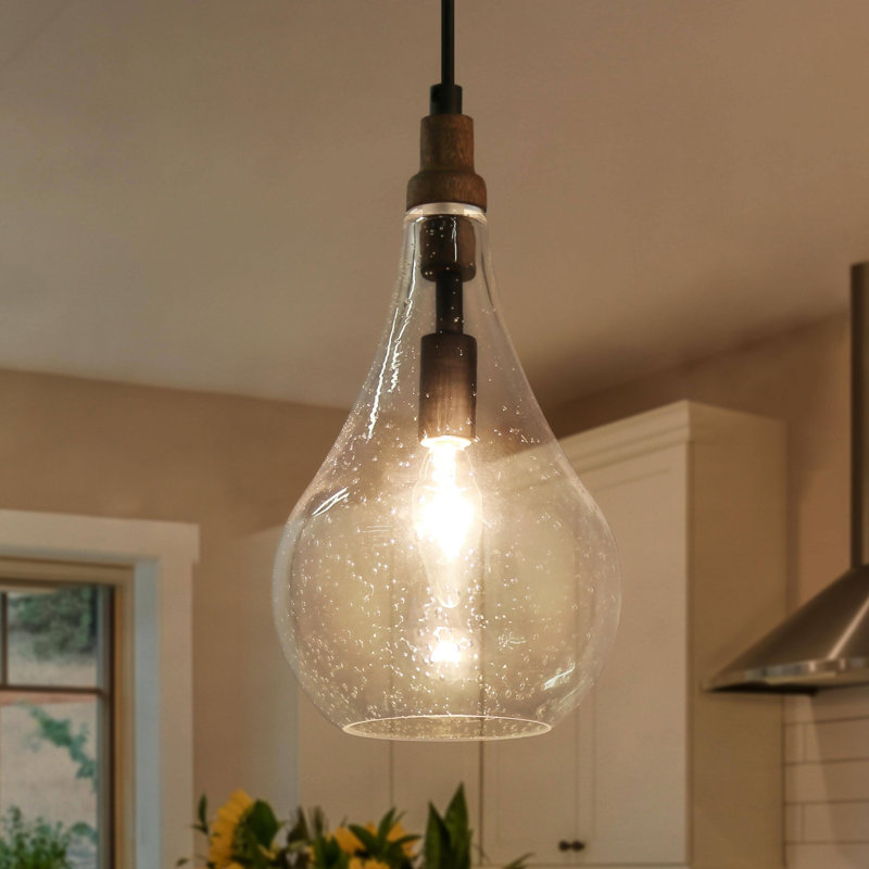 Jahaad 1-Light Unique Teardrop Pendant Light, Black