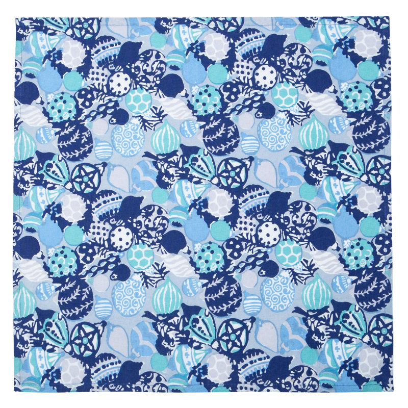 Blue Christmas Ornaments Cotton Napkins Set of 6