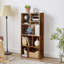 Ensemble de 3 petites bibliothèques brunes avec petite bibliothèque noire et petite armoire de rangement avec tablettes ouvertes-87732059