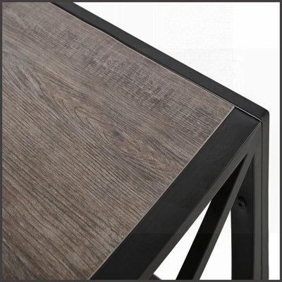 Table basse industrielle industrielle pour le salon et amp; Chambre à coucher - Verre trempé Bois aggloméré, facile à nettoyer, cadre en X stable