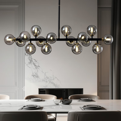 Lustre linéaire moderne en verre bullé à intensité variable 16 lumières Holmesfield