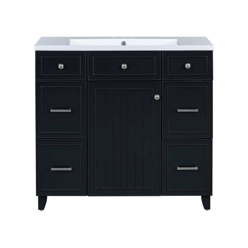 Ensemble de meuble-lavabo avec lavabo 36 po 36 po, Noir / argenté