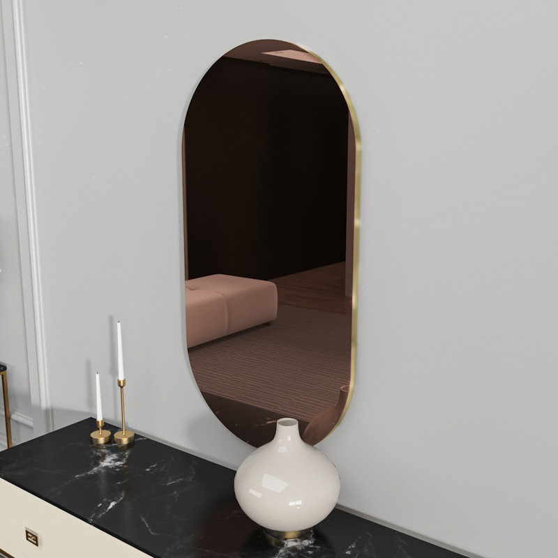 Modern Bronze & Gold Wall Mirror, 17.7 x 33.5 x 0.9 inches | 100% MDF with Ecological Flotal-E Finish | Stylish Home Decor for Living Room & Entryway, Easy Wall-Mount Design, Sleek and Contemporary Look