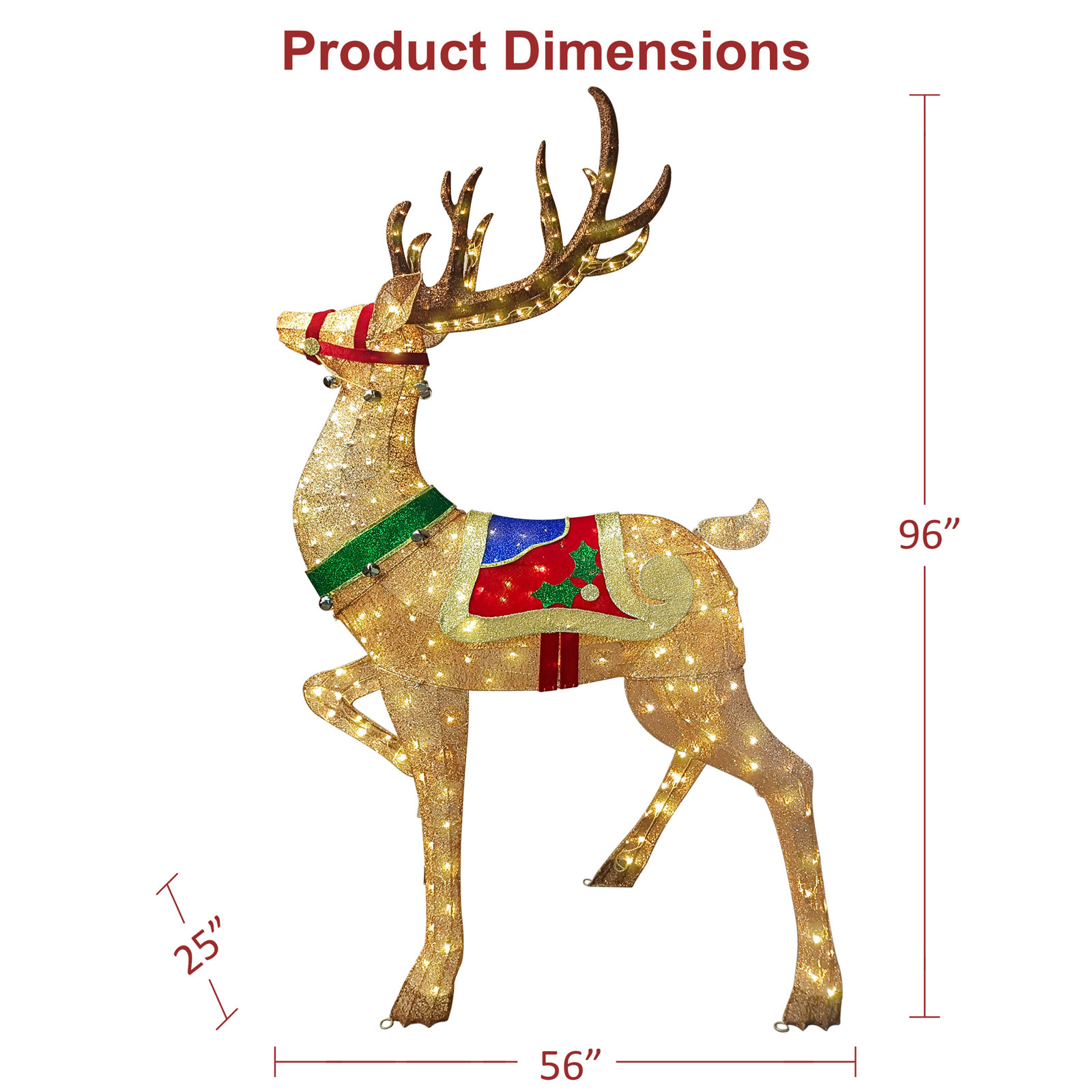 8' Outdoor Christmas Reindeer with LED Lights