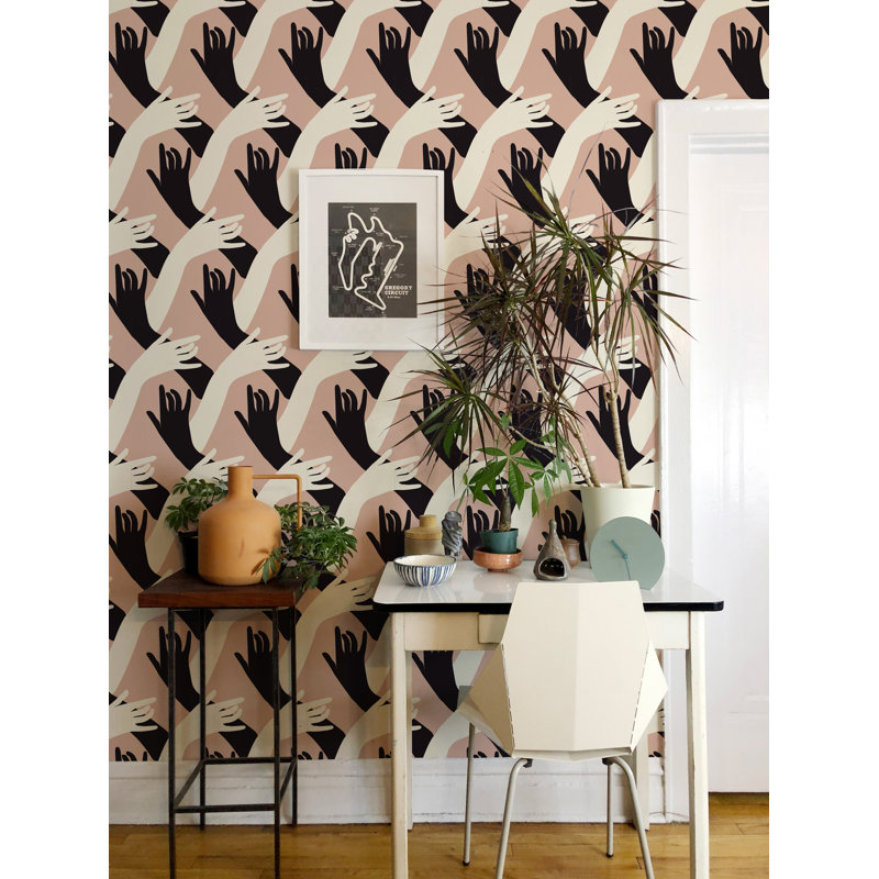 Connect Wallpaper by Natalie Papier, Dusty Blush, Non-Pasted, Paper
