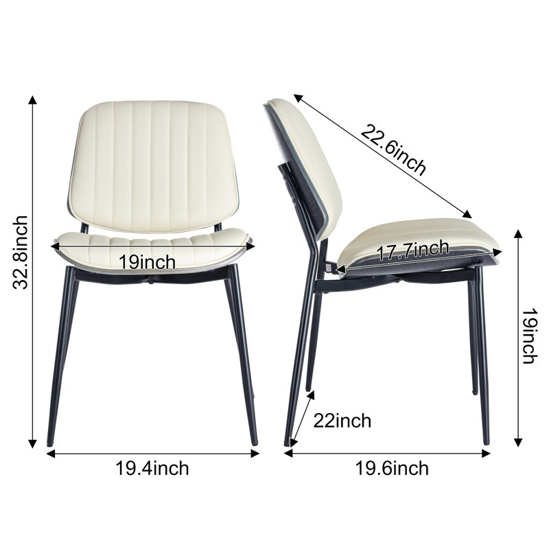 Chaise Mid-Century rétro en similicuir, ensemble de 2, Beige, Noir, noir, noir, noir