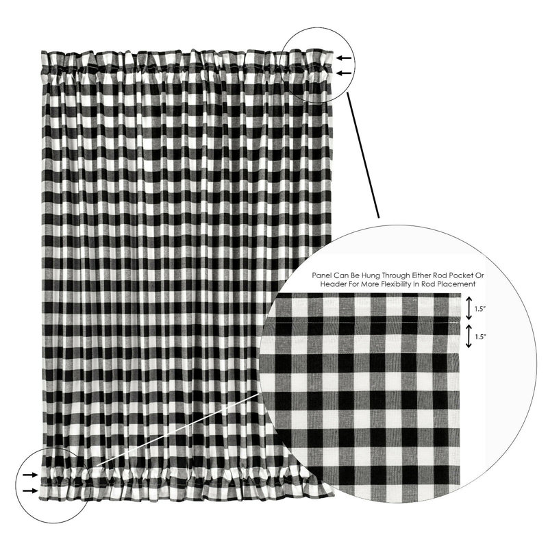 Ikuhiro Semi Sheer Curtain Single Panel, Black, 25" W x 72" L