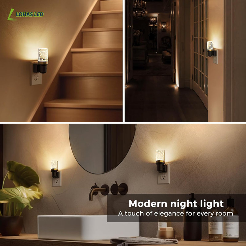 Ensemble de 2 veilleuses à DEL à intensité variable avec lumière automatique réglable 5000K à DEL pour le couloir de la chambre à coucher