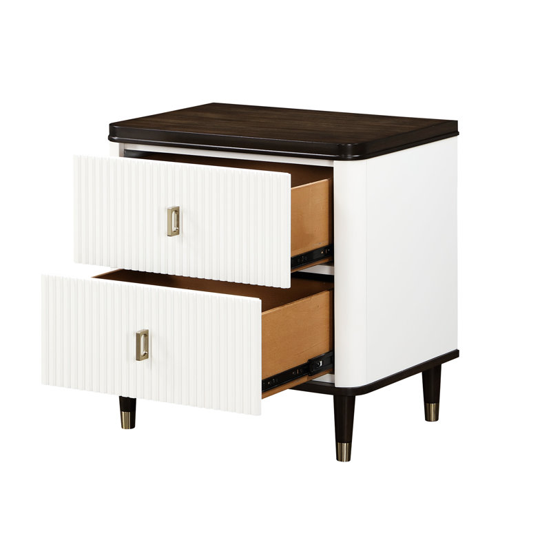 Blanc et noyer avec table de chevet moderne et durable