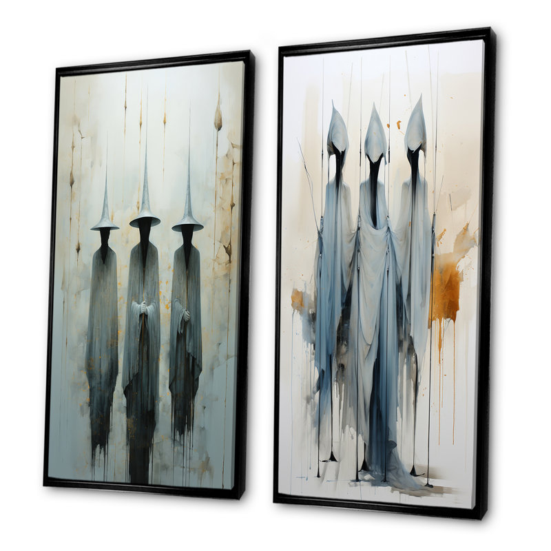 Minimalisme sorcières - ensemble de 2 reproductions d'art mural de sorcières, Cadre noir, H 28 po x l 25 po