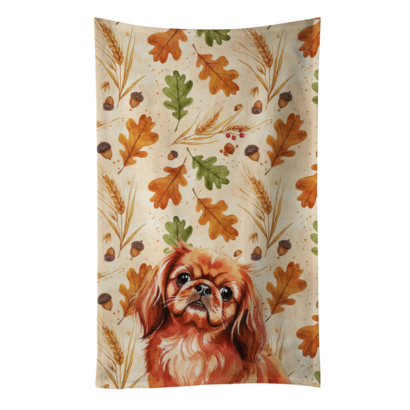 Red Pekingese Heirloom Fall Kitchen Towel, Red Pekingese