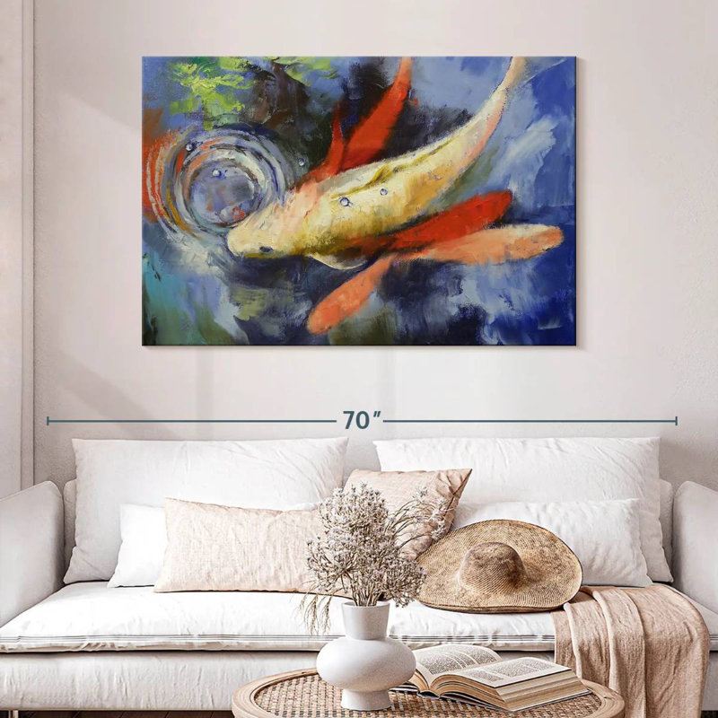 Koi et ondulations de l'eau, H 32 po x l 48 po
