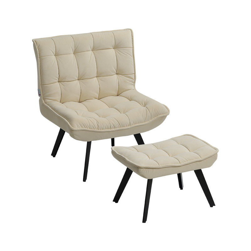 Penstemon Velvet Accent Chair with Footstool