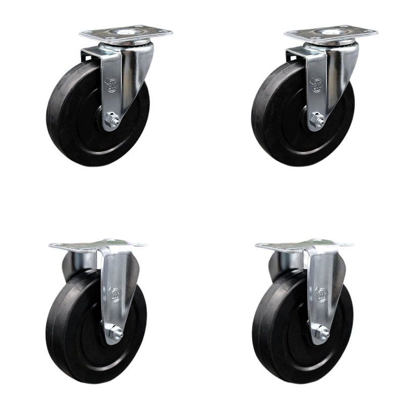 4 Piece Soft Rubber Swivel Caster Set