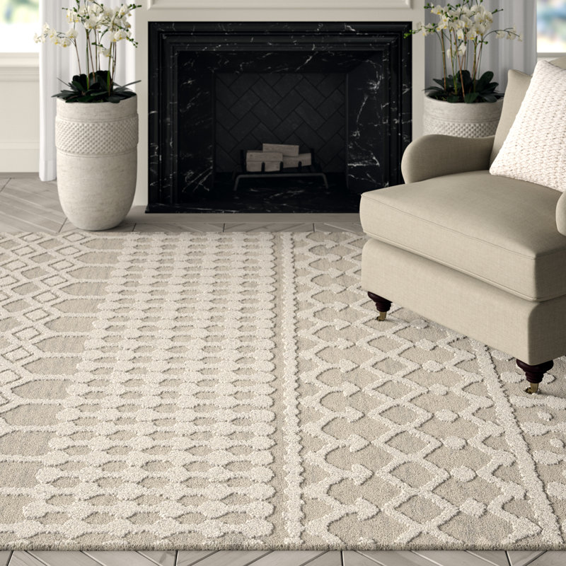 Joslyne Tufted Wool Performance Geometric Rug, Square 6'