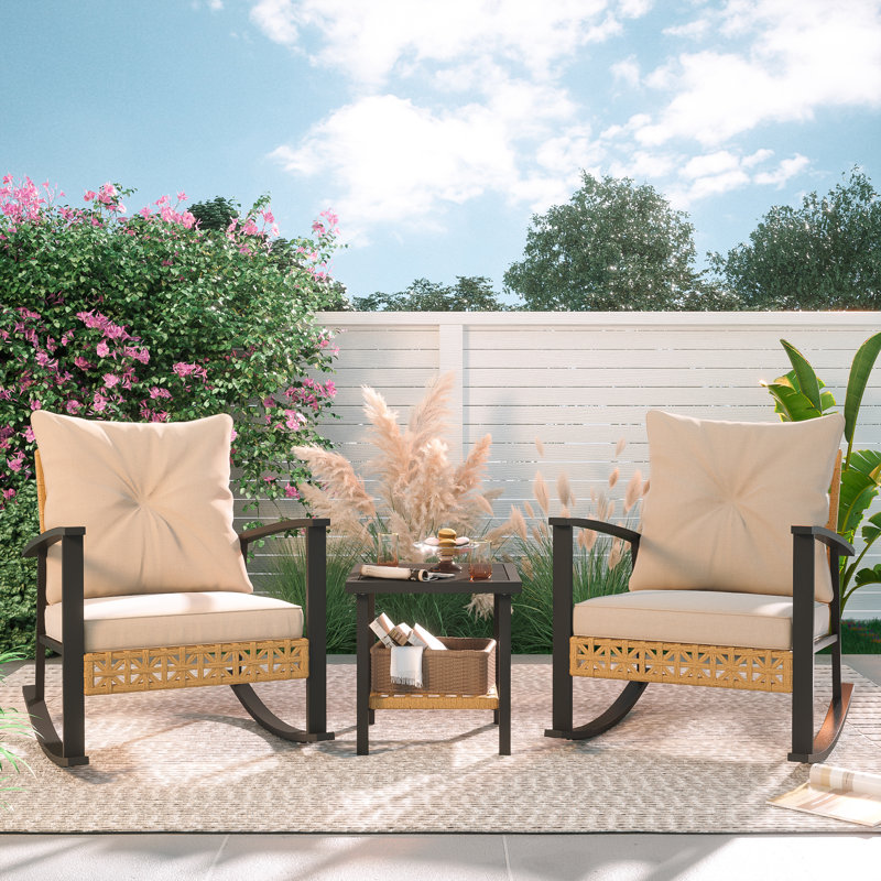 Chaise berçante avec coussins 3 pièces