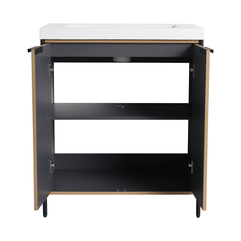 30" Freestanding Single Bathroom Vanity Set with Resin Top