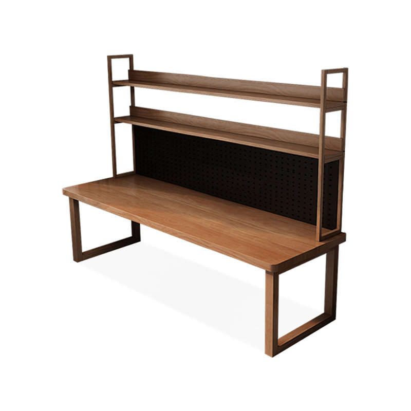 Nut-brown Rectangular Solid Wood Executive Desk, 74.8"H*78.74"W*23.62"D