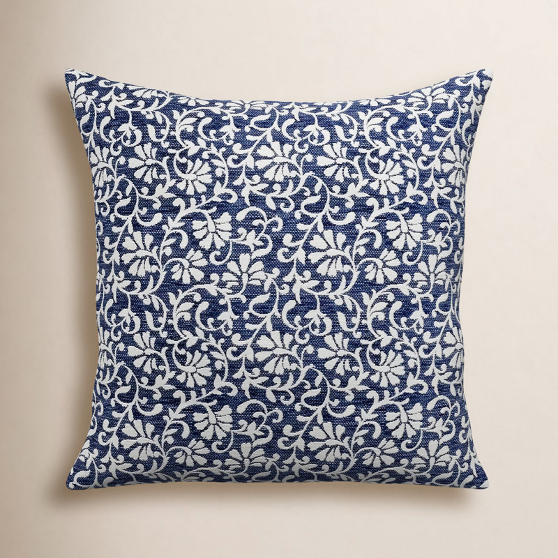 Housse de coussin et insert Liza en bleu / blanc, 16 po x 16 po