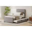 Lit plateforme simple tapissier en tissu de lin avec lit gigogne et tête de lit ajustable rembourrée, sans sommier tapissier