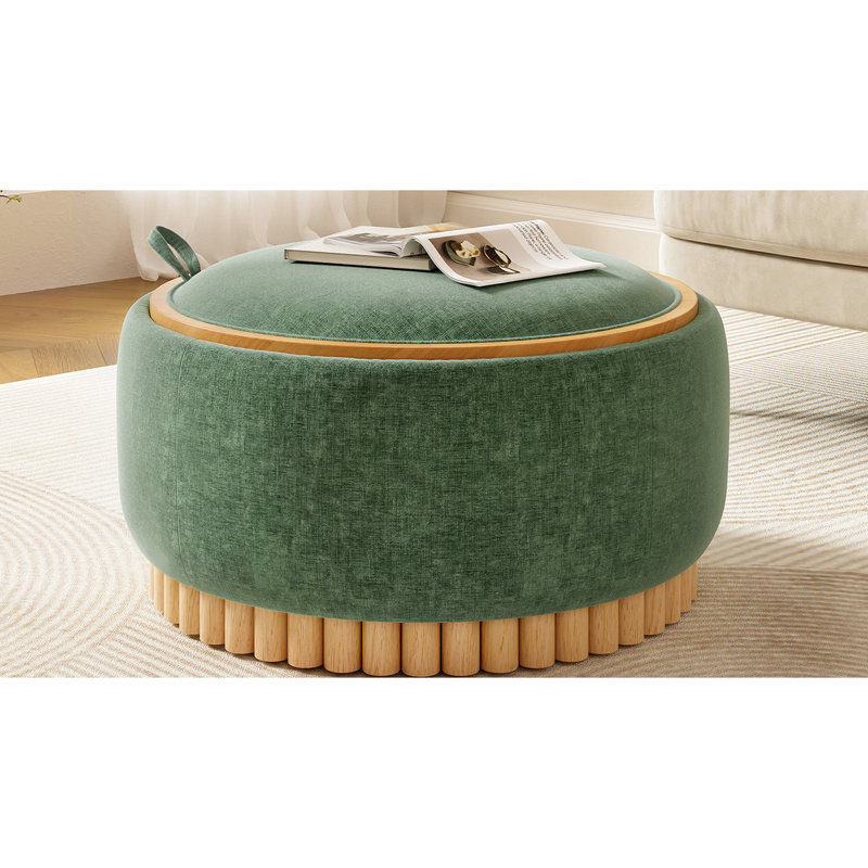 Pieds modernes en bois massif recouverts de chenille de 29 po, couvercle réversible à double usage et compartiment caché pour le mobilier de chambre d'étude