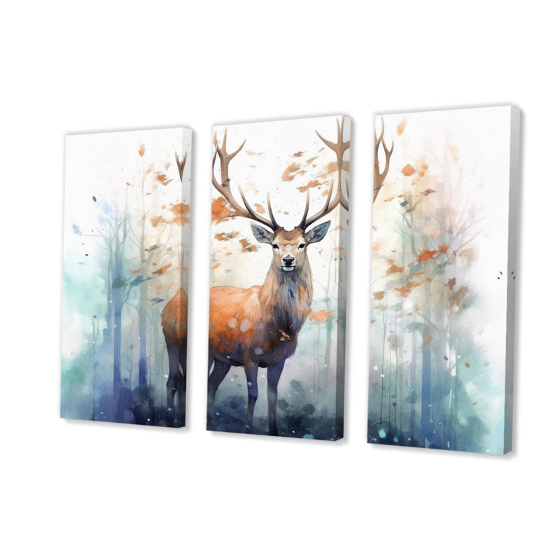 «Woodland Wanderers on Canvas», reproduction de 3 pièces, H 28 po x l 36 po x P 1 po