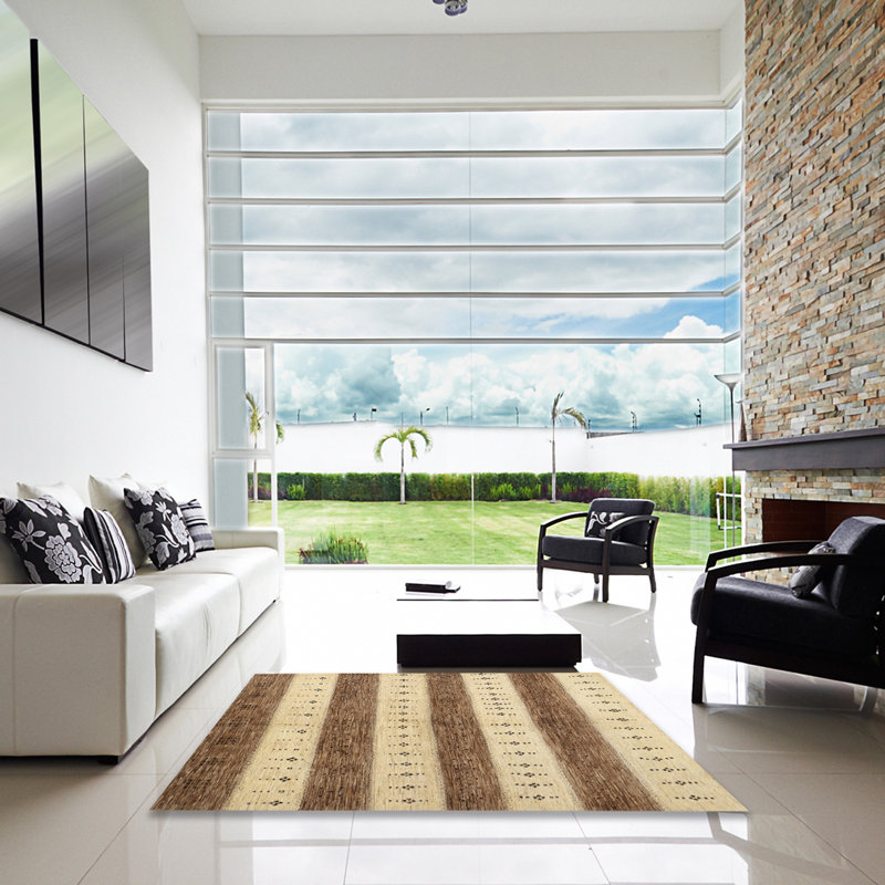 Tapis beige/brun contemporain Philllip, Carré 5 pi