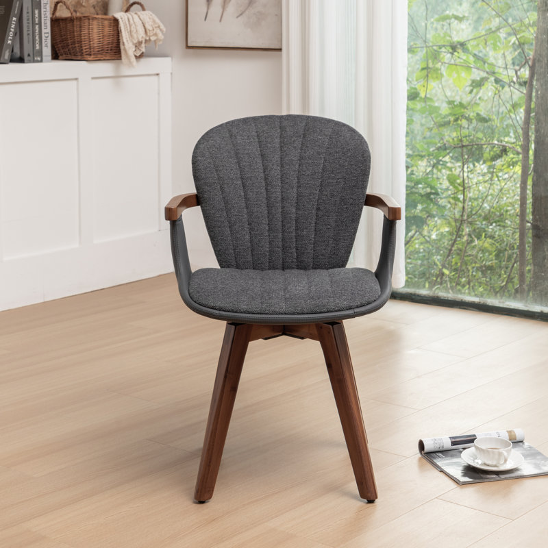 Donato Modern 360° Swivel Faux Leather Dining Chair With Sturdy Bamboo Frame
